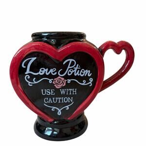 Love Potion Shaped Mug 350ml Black & Red Halloween Coffee Tea Cup New